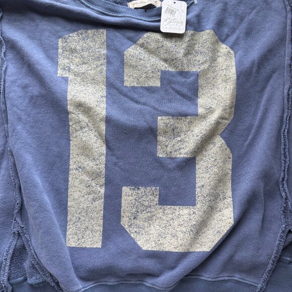 NWT FP Free People We The Free Camden Oversized Sweatshirt Size SMALL “13” Blue - Picture 5 of 7